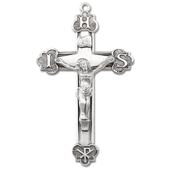 IHS Chi Rho Sterling Silver Rosary Crucifix