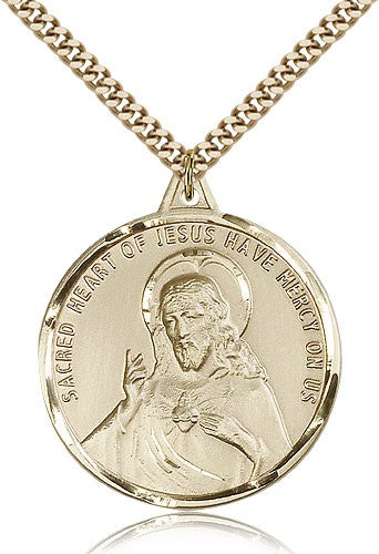 Large Round Scapular Medal with Etched Border for Women