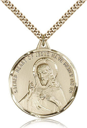 Large Round Scapular Medal with Etched Border for Women