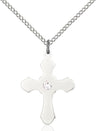 Medium High Polished Soft Edge Cross Pendant with Birthstone Options