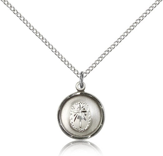 Round Etched Cross Necklace