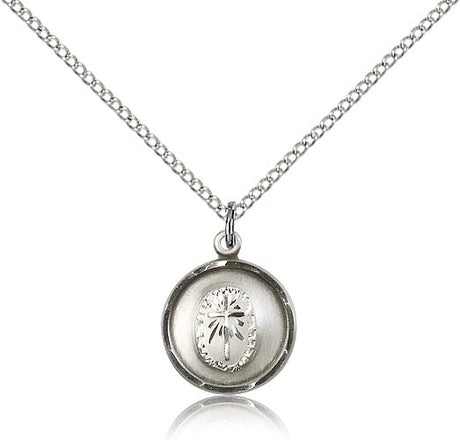 Round Etched Cross Necklace