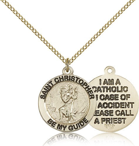 Women's Double-Sided I'm A Catholic St. Christopher Necklace