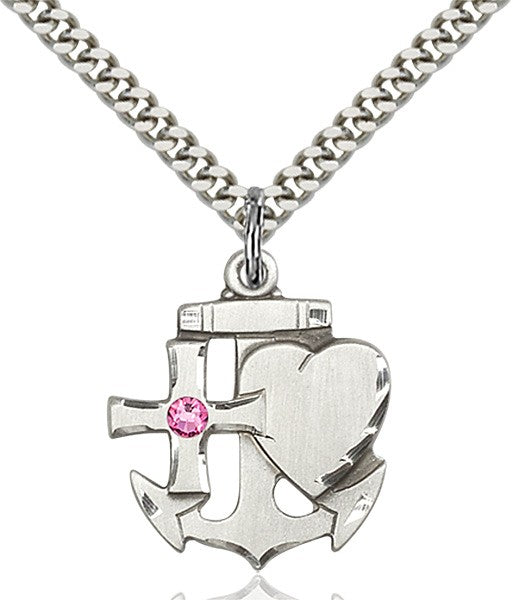 Faith Hope and Charity Pendant with Birthstone Option