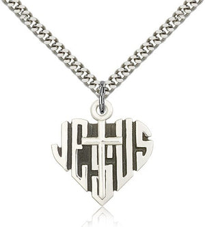 Heart of Jesus and Cross Pendant