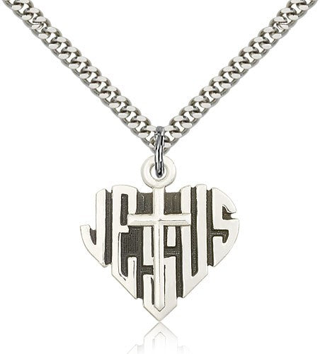 Heart of Jesus and Cross Pendant