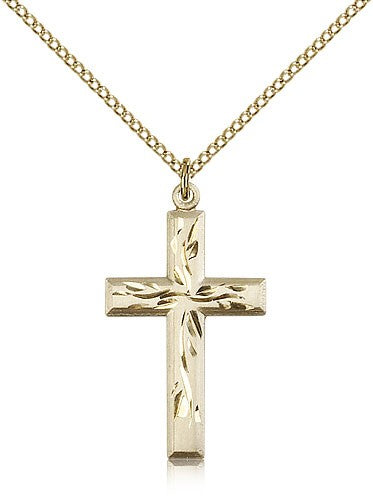 Women's Square Edge Cross with Vine Etching