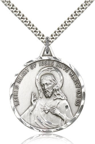 Large Round Scapular Medal with Etched Border for Women