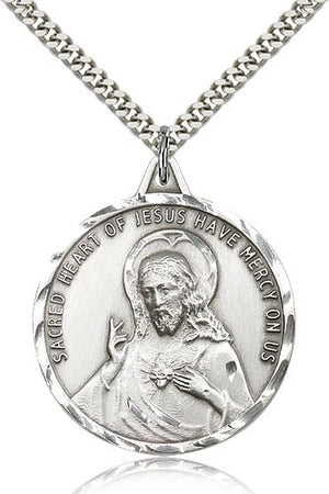 Large Round Scapular Medal with Etched Border for Women