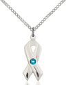 Awareness Ribbon Pendant with Birthstone Options