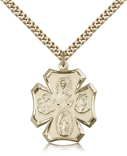 Wide Tip 4-Way Pendant with Descending Dove