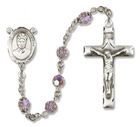 St. Josephine Bakhita Sterling Silver Heirloom Rosary Squared Crucifix