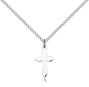 High Polished Budded Etched Cross Pendant