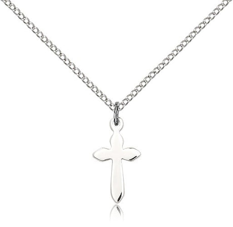 High Polished Budded Etched Cross Pendant
