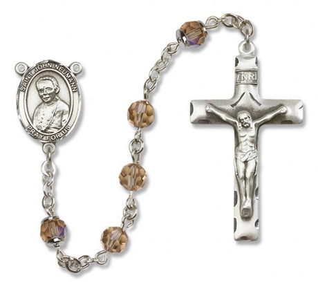 St.  John Neumann Sterling Silver Heirloom Rosary Squared Crucifix