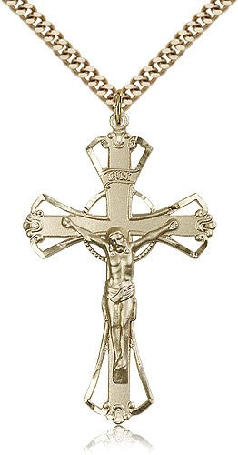 Men's Flared Tip Cut Out Crucifix Medal