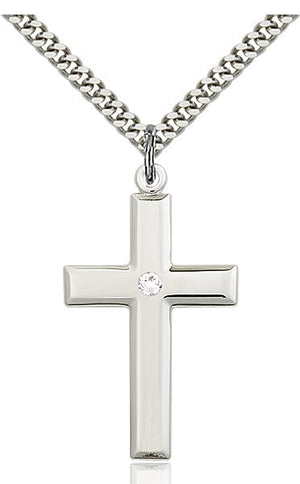 Large Plain Cross Pendant with Birthstone Options