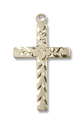 Women's Textured Etched Cross Necklace