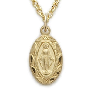 Gold Plated Oval Miraculous Baby Medal