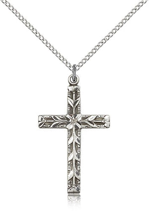 Modern Floral Accent Cross Necklace