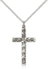 Modern Floral Accent Cross Necklace
