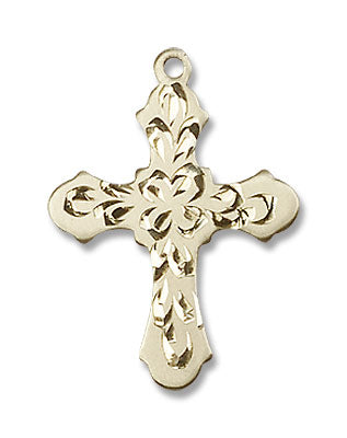 Women's Ornate Heavy Etching Cross Pendant