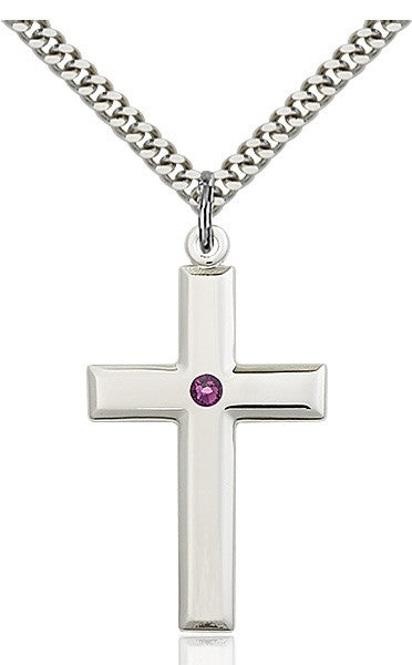 Large Plain Cross Pendant with Birthstone Options