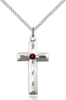 Matte and Polished Cross Pendant with Birthstone Options