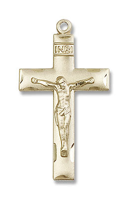 Women's Etched Border Crucifix Medal