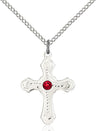 Cross Pendant with Dotted Etching with Birthstone Options for Youth