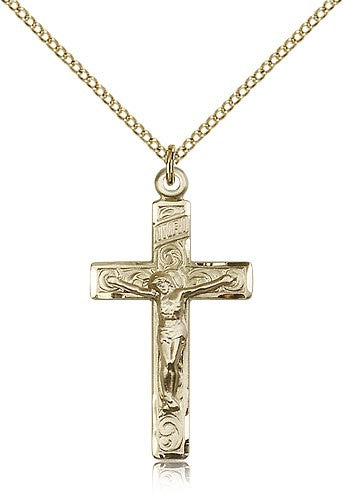 Women's Scroll Design Crucifix Necklace