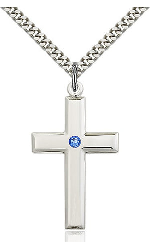 Large Plain Cross Pendant with Birthstone Options