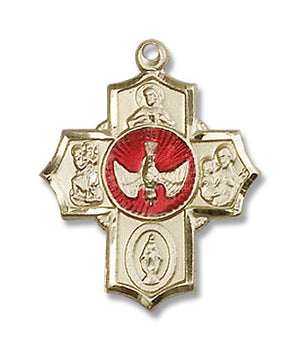 Red Enamel Descending Dove 5-Way Pendant