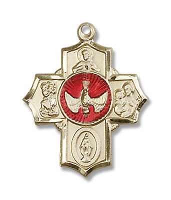 Red Enamel Descending Dove 5-Way Pendant