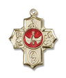 Red Enamel Descending Dove 5-Way Pendant