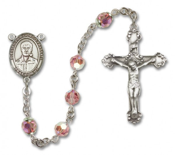 Blessed Pier Giorgio Frassati Sterling Silver Heirloom Rosary Fancy Crucifix