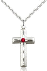 Matte and Polished Cross Pendant with Birthstone Options