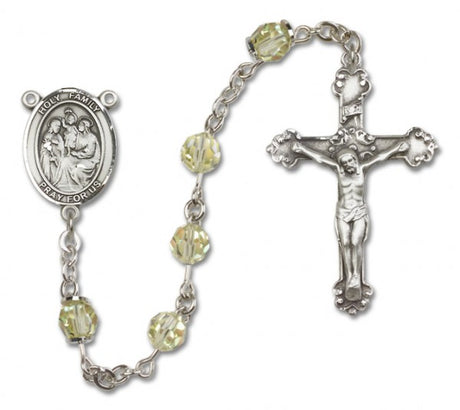 Holy Family Sterling Silver Heirloom Rosary Fancy Crucifix