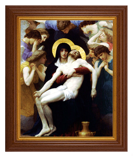 Pieta by Bouguereau 8x10 Textured Artboard Dark Walnut Frame