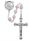 Pink and White Rosary with Sterling Silver Crucifix