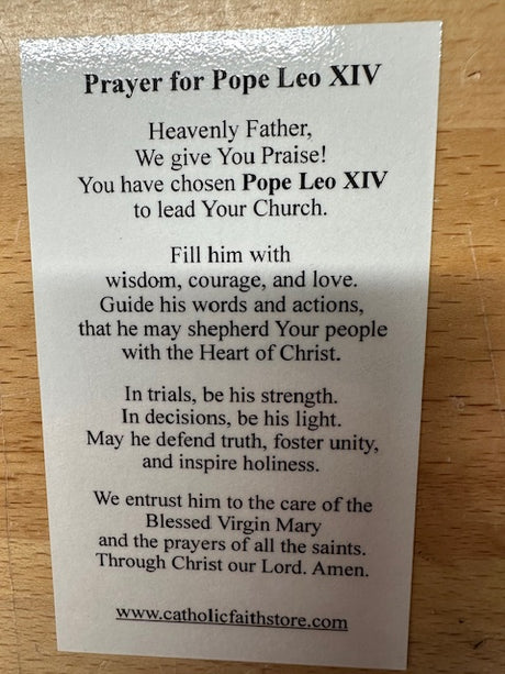 Pope Leo XIV Semi Laminated Prayer Cards