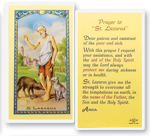 Prayer To St. Lazarus Laminated Prayer Card