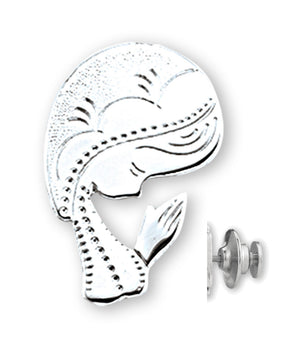 Praying Madonna Bust Lapel Pin Sterling Silver