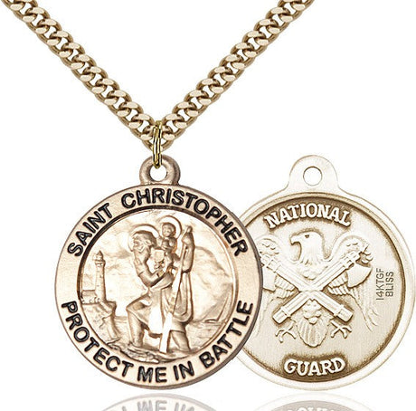 Protect Me In Battle Round St. Christopher National Guard Necklace