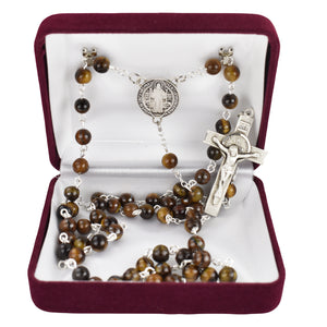 Sterling Silver St. Benedict Gemstone Rosary