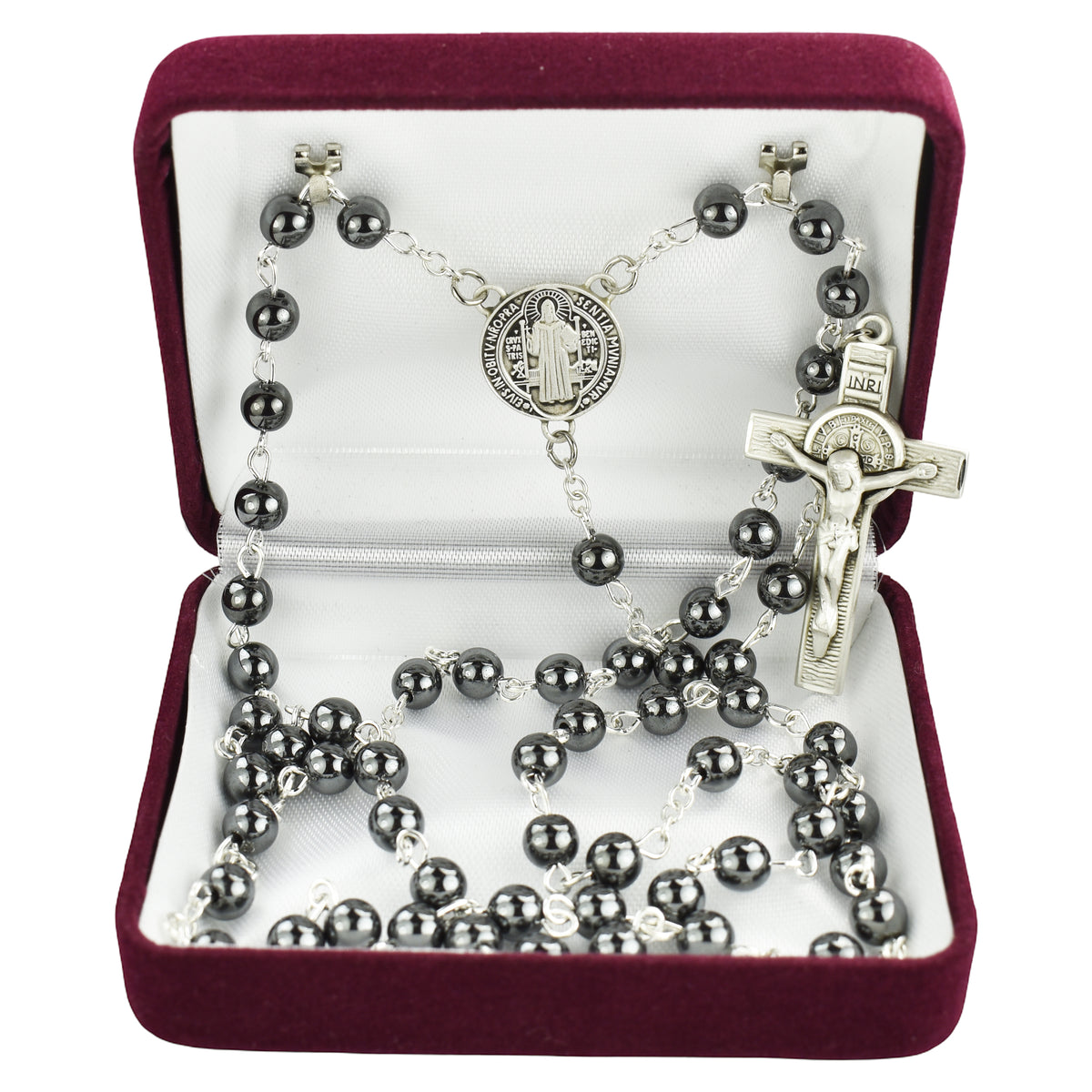 Sterling Silver St. Benedict Gemstone Rosary