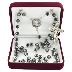 Sterling Silver St. Benedict Gemstone Rosary
