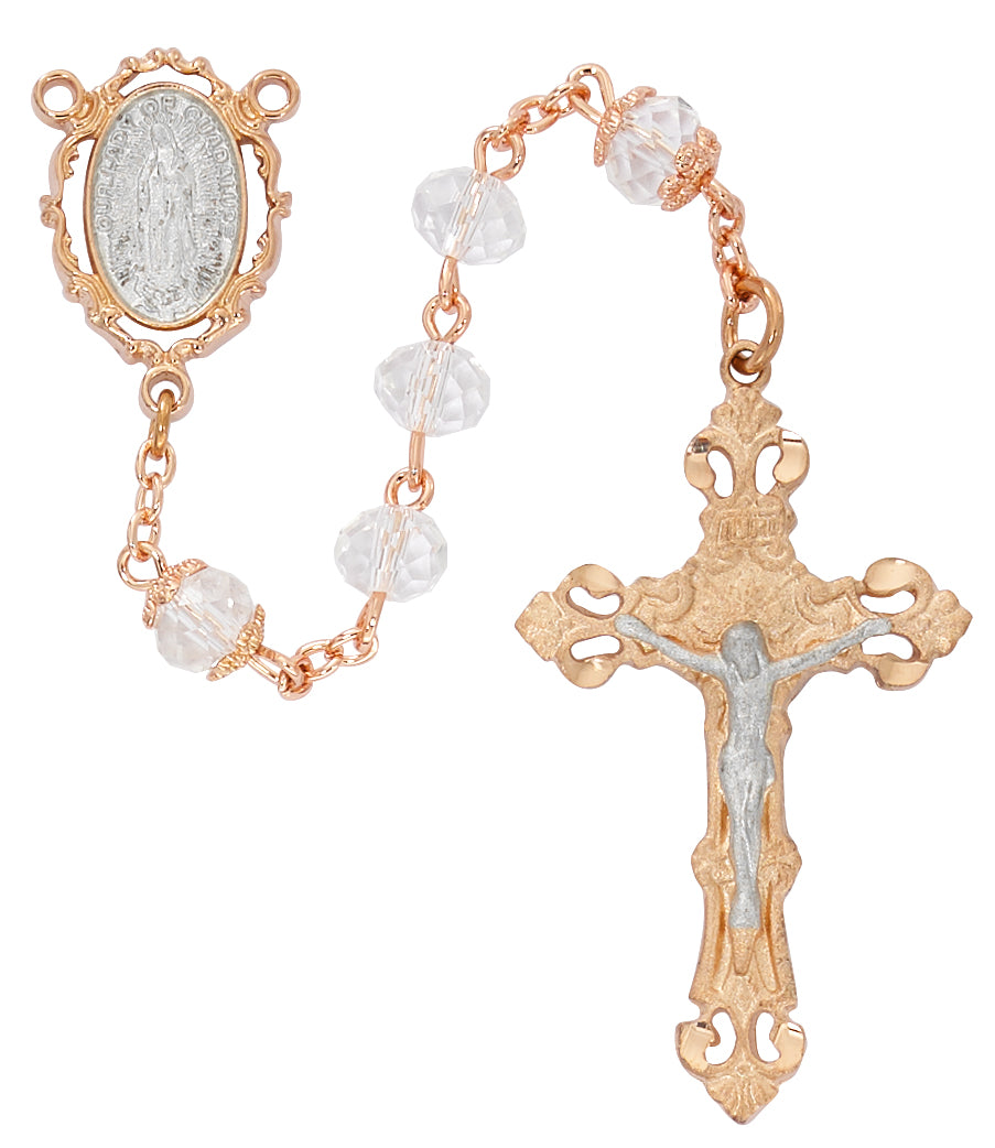 Rose Gold Crystal Our Lady of Guadalupe Rosary