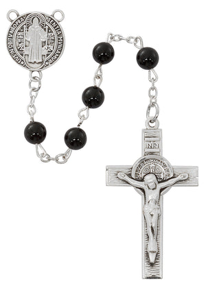 Sterling Silver Black Onyx St. Benedict Rosary