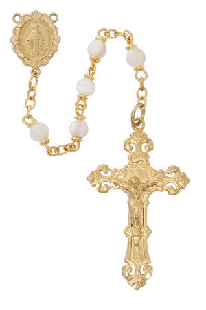 Mother of Pearl First Communion Rosary in White Gift Box